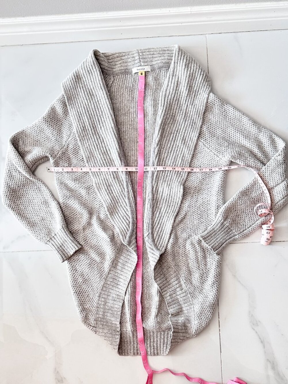 TALULA Light Grey Angora, Wool & Cashmere Blend Shawl Collar Open Front Cardigan - Picture 3 of 5